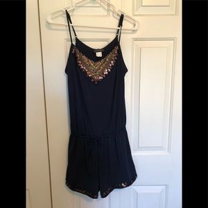 EUC Venus Romper navy blue gold beaded